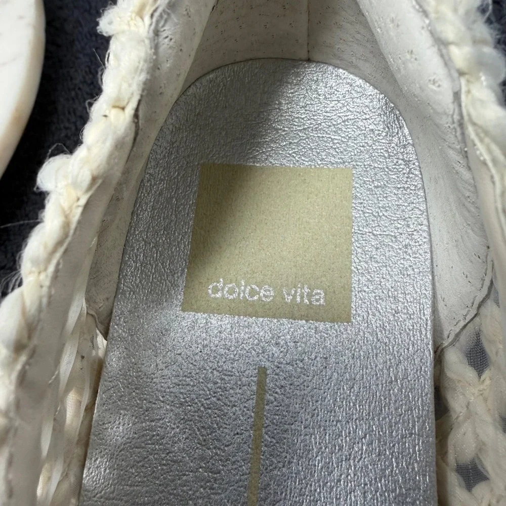 Dolce Vita Woven Raffia Platform Loafer Cream Blue Yellow Striped Espadrille 5.5